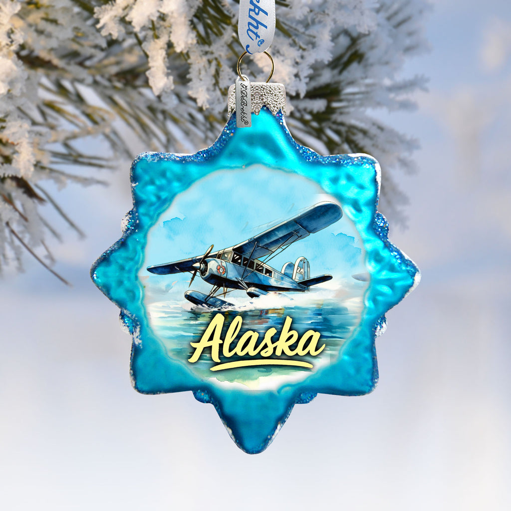 Alaska Bush Plane Glass Ornament – Handcrafted Mercury Glass Ornament by G. DeBrekht - Wildlife Holiday Decor - 777421