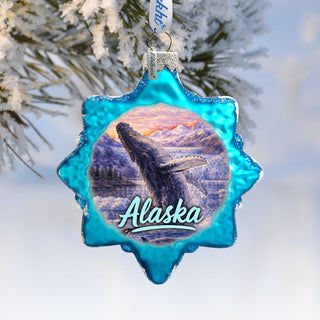 Alaska Humpback Whale Glass Ornament – Handcrafted Mercury Glass Ornament by G. DeBrekht - Wildlife Holiday Decor - 777423
