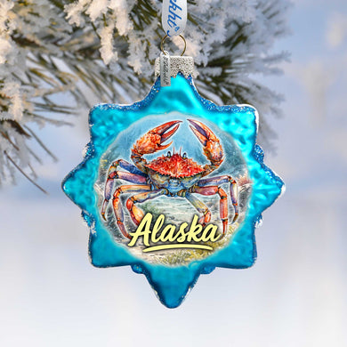 Alaska King Crab Glass Ornament – Handcrafted Mercury Glass Ornament by G. DeBrekht - Wildlife Holiday Decor - 777426