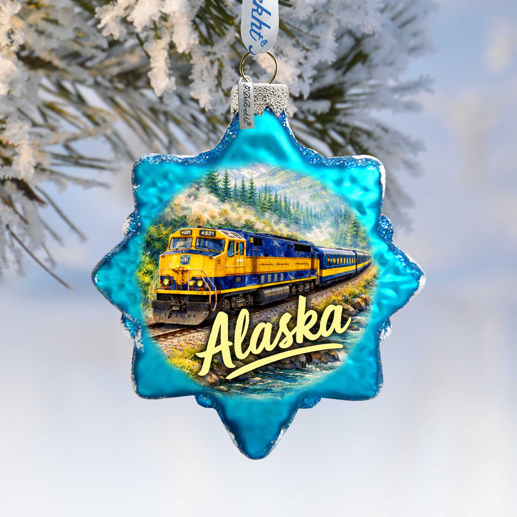 Alaska Railroad Glass Ornament – Handcrafted Mercury Glass Ornament by G. DeBrekht - Wildlife Holiday Decor - 777432
