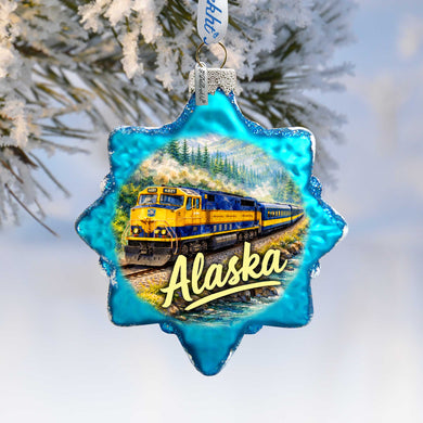 Alaska Railroad Glass Ornament – Handcrafted Mercury Glass Ornament by G. DeBrekht - Wildlife Holiday Decor - 777432