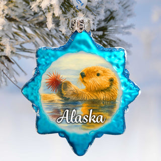 Alaska Sea Otter Keepsake Glass Ornament – Handcrafted Wildlife Holiday Decor – 777433