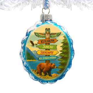 Handcrafted Alaska Cruise Ports Glass Christmas Ornament – Handcrafted Wildlife Holiday Decor – 777436