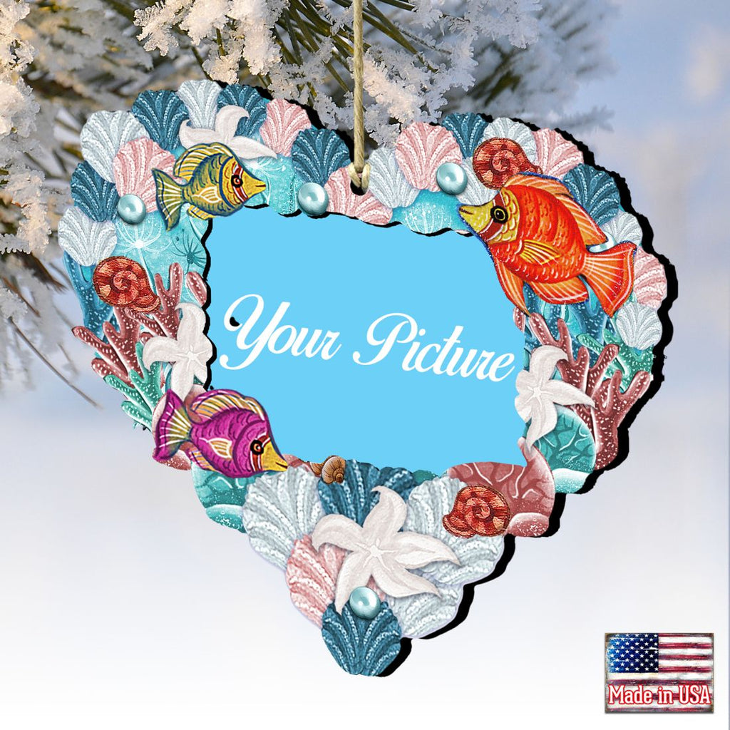 Coastal Heart Picture Frame Ornaments - Ornament for Photo - Coastal Holiday Decor - 8198737PF