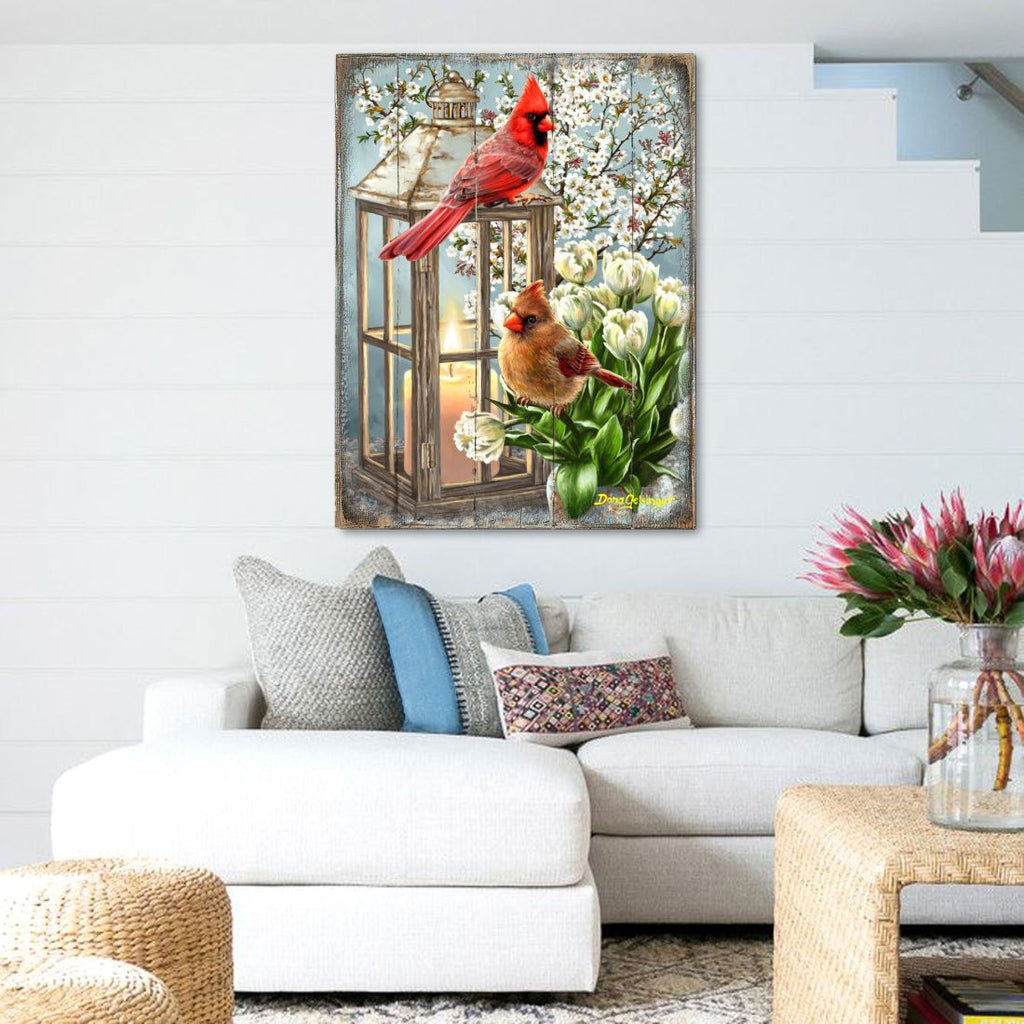 House Birds Wooden Wall Art by D. Gelsinger - Nature Wildlife Decor - 95670B-DG