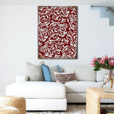 Red Floral Rustic Wooden Wall Art by G. DeBrekht - Floral Ornamental Decor - 95001B