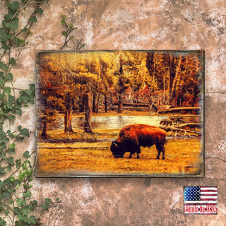 Bison Art Wooden Wall Art by Nature Wonders - Nature Wildlife Decor - 95293B