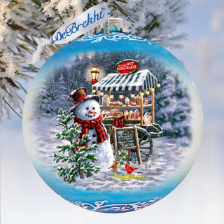 Hot Cocoa Magic - Frosty Fun Lg Glass Ornament by D. Gelsinger - Christmas Santa Snowman Decor - 73935-DG