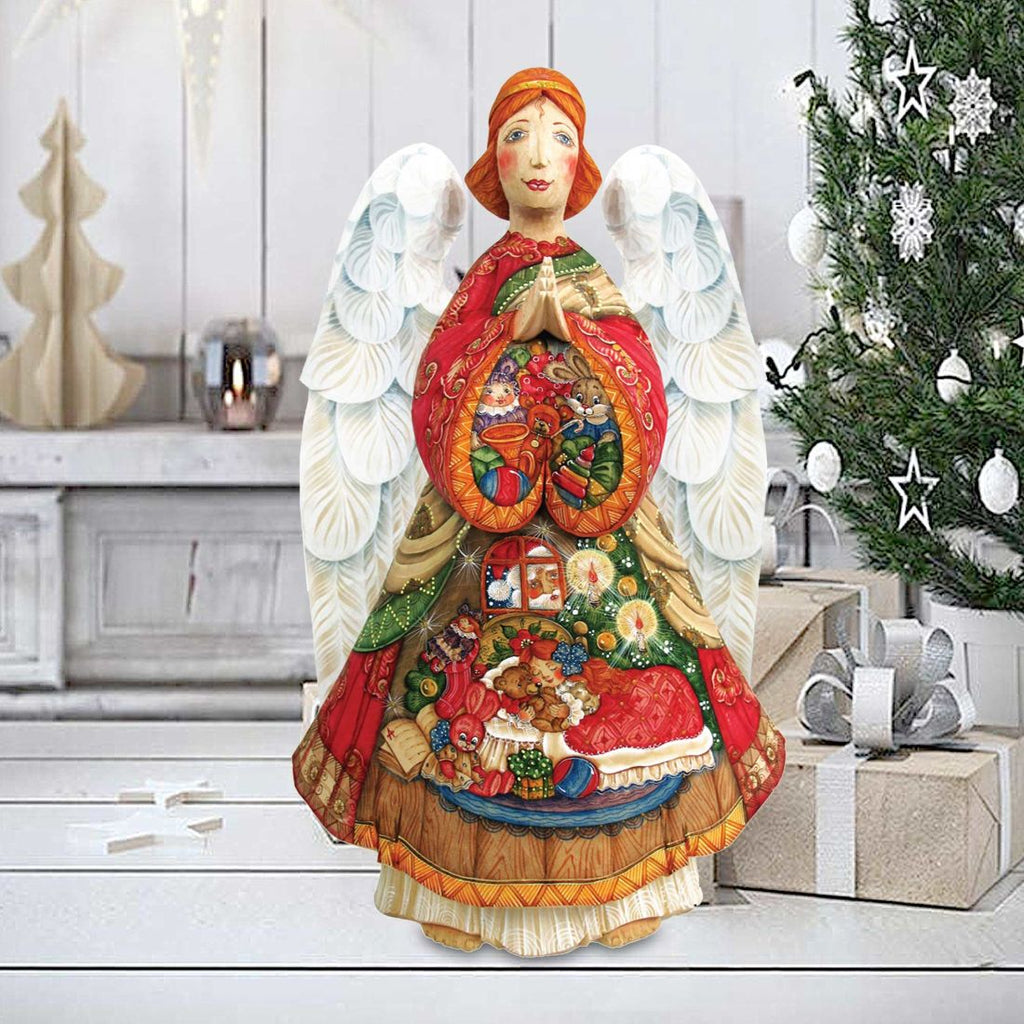 Night Before Xmas Angel Hand-Painted WOODCARVED Masterpiece by G. DeBrekht - Nativity Holiday Decor - 250031-250034