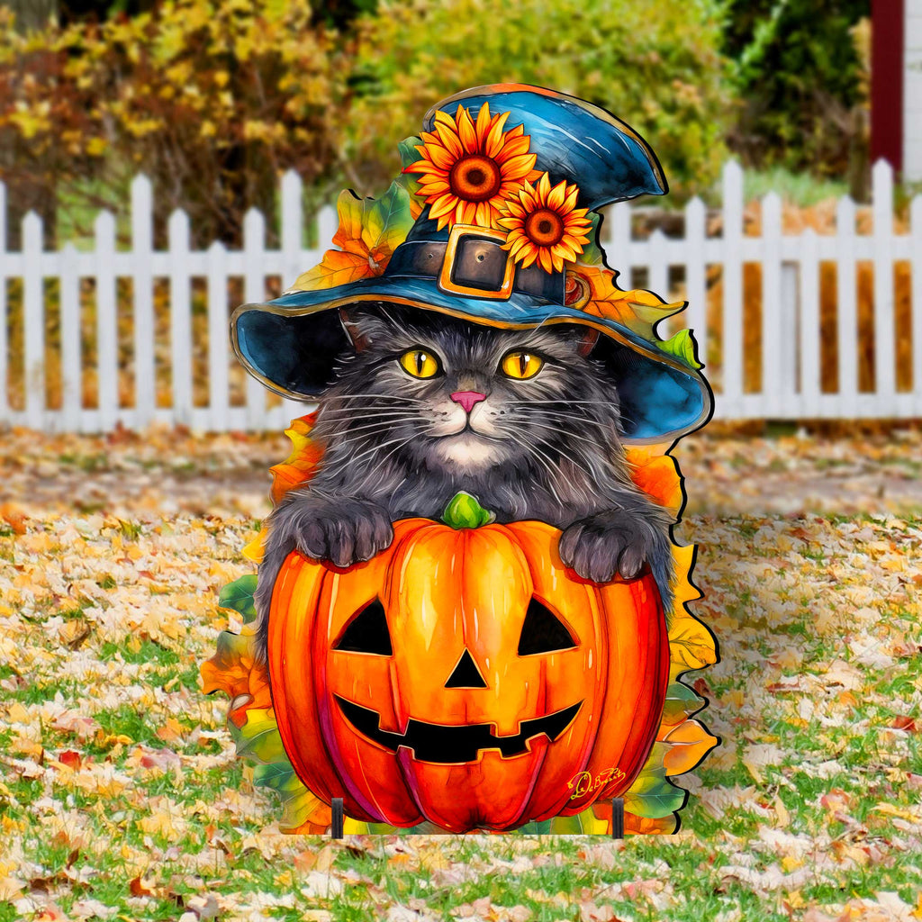 Halloween Black Cat Freestanding Decor - Halloween Outdoor Decor by G. Debrekht - Halloween Decor- 8652794F