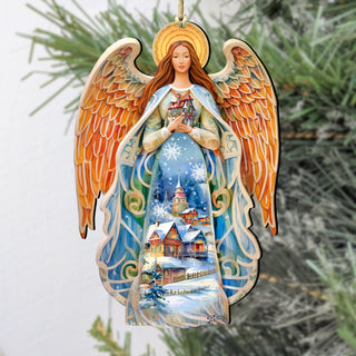 Blessing Home Angel Wooden Ornaments by G. DeBrekht Nativity Holiday Decor - 8611021