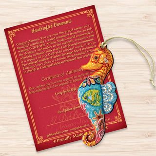 Seahorse Christmas Wooden Ornaments by G. DeBrekht - Coastal Holiday Decor - 8126111