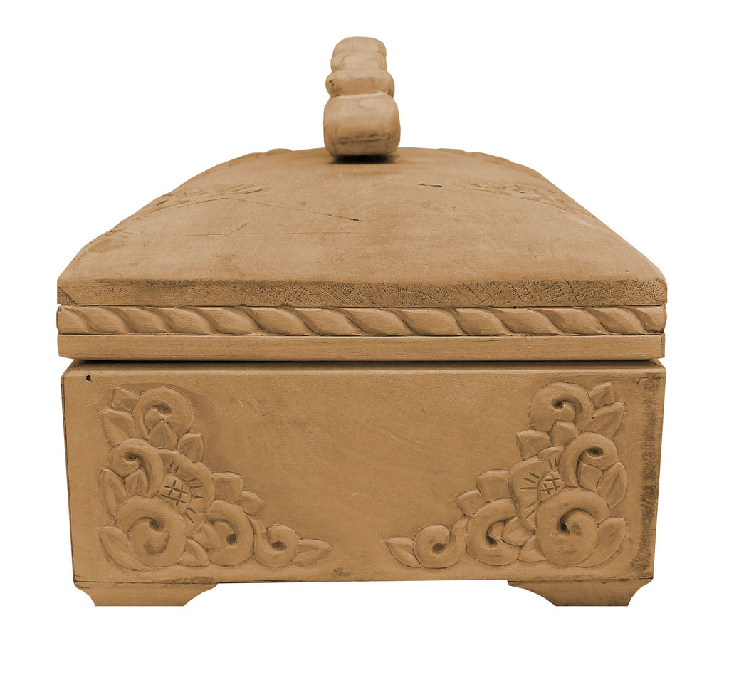 One-of-a-Kind Wood Carved Decorative Chest Large Box 10x7.5x8