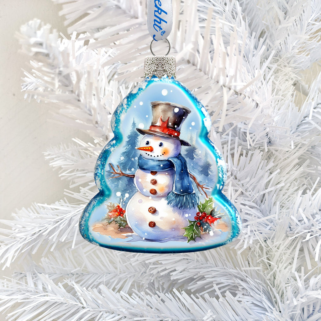 Cheerful Snowman Mercury Glass Ornaments by G. Debrekht - Christmas Santa Snowman Decor - 776022