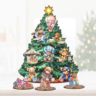 Teddy Bear Christmas Tree Eco Wood Set by G.DeBrekht Christmas Decor - 8091508