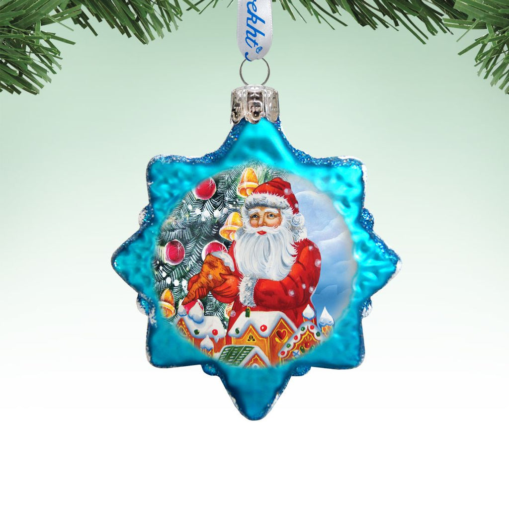 Santa Gingerbread House Mercury Glass Ornament by G. DeBrekht - Christmas Santa Snowman Decor - 773012