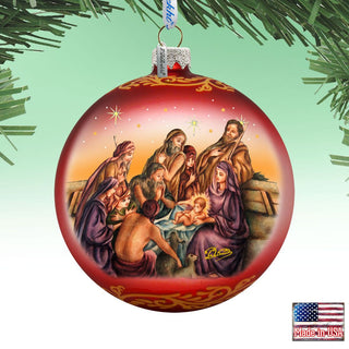 Nostalgic Family Nativity Glass Ornament Limited Edition by G. DeBrekht - Nativity Holiday Decor - 73881R