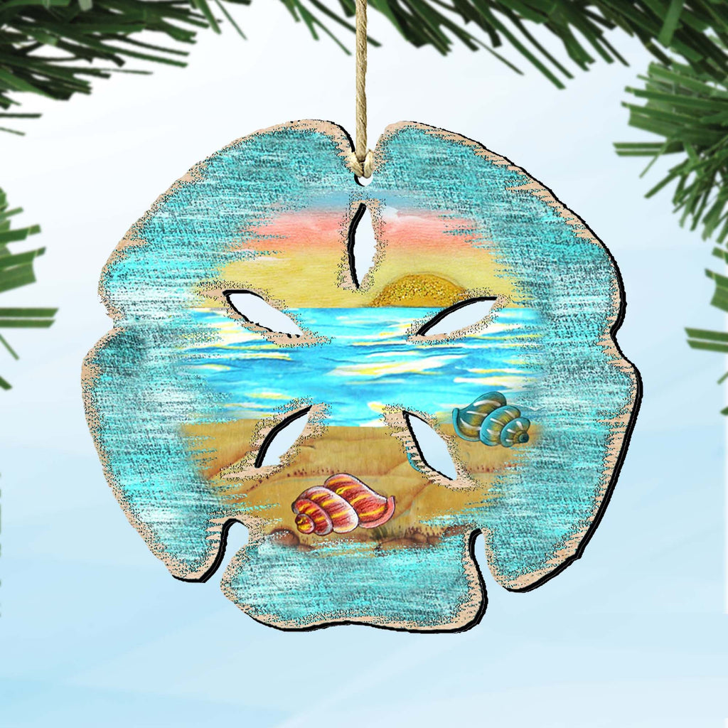 Sand Dollar Wooden Ornaments by G. DeBrekht - Coastal Holiday Decor - 8198539