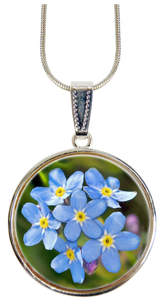 Forget-Me-Not Alaska Silver-Plated Mother of Pearl Jewelry Pendant Necklace - 44158
