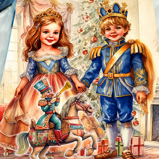 Clara and Nutcracker Prince Santa Hand-Painted WOODCARVED Figurine by G. DeBrekht - Christmas Santa Snowman Decor - 8209017