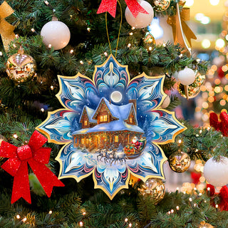 Brown Horse Snowflake Large Wooden Ornament by G. Debrekht - Nature Wildlife Decor - 8688432M