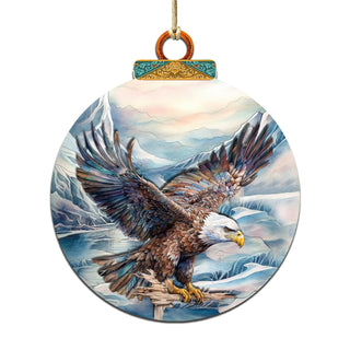 Bald Eagle in Alaska's Sky Wooden Ornaments by G.Debrekht - Wildlife Holiday Decor - 870064