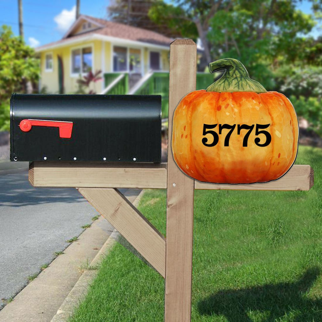 Pumpkin Wooden Custom House Number Sign by G. DeBrekht - Thanksgiving Halloween Decor - Handcrafted Wooden Handcrafted Wooden Handcrafted Wooden Address Sign - MA8158414