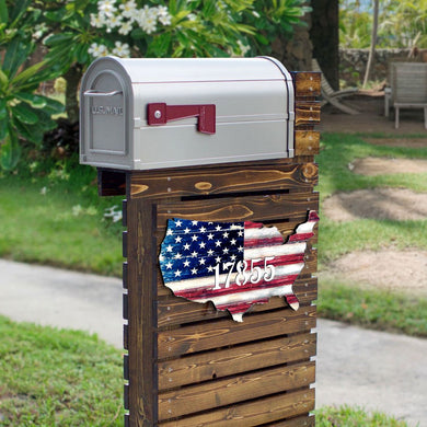 USA Flag Patriotic Personalized House Number Sign by G. Debrekht - American Patriotic Decor - Handcrafted Wooden Handcrafted Wooden Handcrafted Wooden Address Sign - MA98916