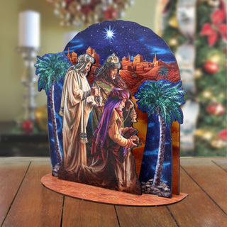 Three Kings Decorative Village Eco Wood Set Art by D. Gelsinger - Nativity Holiday Decor - 852765