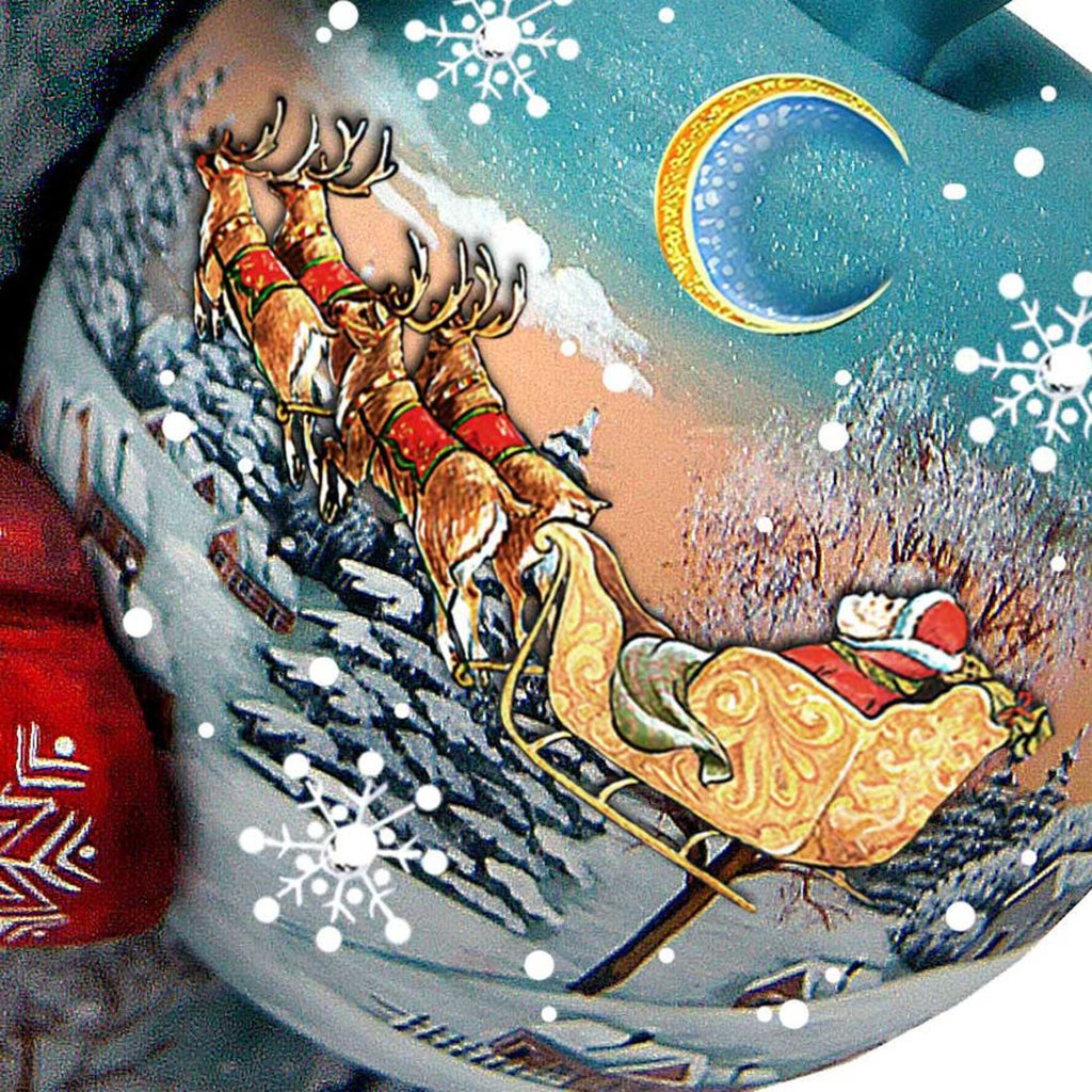 Christmas Snowman Santa with Ball Hand-Painted WOODCARVED Figurine by G. DeBrekht - Christmas Decor - 821457-2