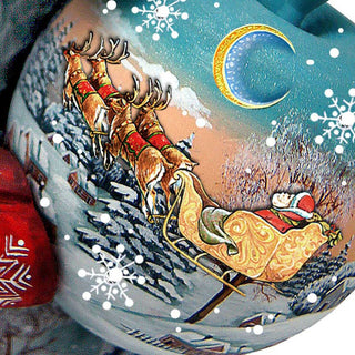 Christmas Snowman Santa with Ball Hand-Painted WOODCARVED Figurine by G. DeBrekht - Christmas Decor - 821457-2