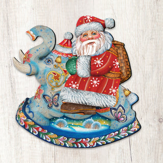 Santa On Elephant Christmas Door Decor by G. DeBrekht - Christmas Santa Snowman Decor - 8111380H