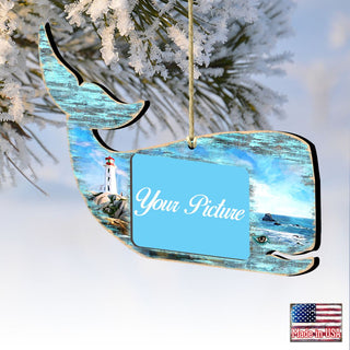 Whale Coastal Picture Frame Ornaments - Ornament for Photo - Coastal Holiday Decor - 81985162PF