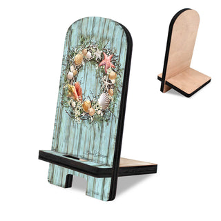 Shells Coastal Wreath Cell Phone Stand Wood Mobile Tablet Holder Charging Station Organizer - 892099-DG