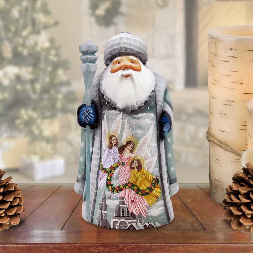 Heavenly Guidance Santa Hand-Painted WOODCARVED Masterpiece by G. DeBrekht - Nativity Holiday Decor - 821621