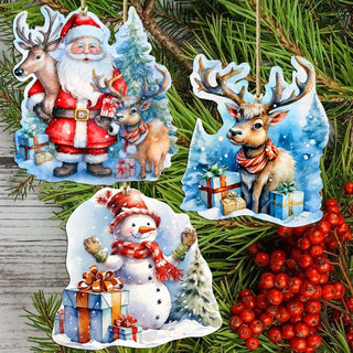 Christmas Is Here Decorative Eco Wood Ornaments Set of 3 by G. Debrekht - Christmas Decor - 8091028-S3