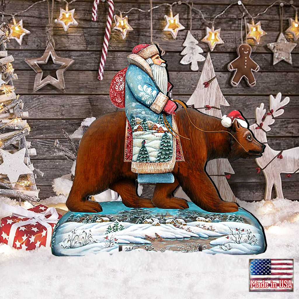 Grizzly Bear Santa Holiday Outdoor Scene by G. DeBrekht - Christmas Decor - 8151128F
