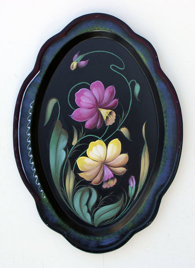 One-of-a-Kind Authentic Zhostovo Metal Tray Hand-Painted by Tatiana Sholohova 13 x 95 - Functional Kitchenware Table and Unique Wall Decor