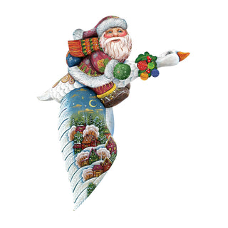 Goose Traveling Santa Christmas Door Decor by G. DeBrekht - Christmas Santa Snowman Decor - 8114060H
