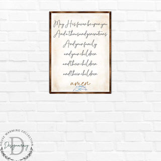 Blessing Quote Sign- May His Favor Be Upon You - Housewarming gift - Gift for newlyweds - Bible Verse scripts - Christian sign decor - Wedding gift - Blessing sign - Living room decor - 310353