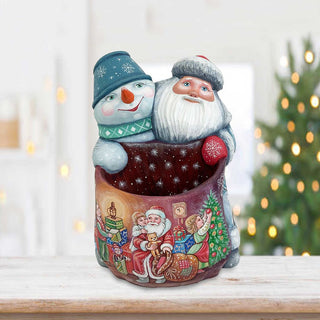 the Gift of Giving a Snowman Story Hand-Painted WOODCARVED Masterpiece by G. DeBrekht - Christmas Santa Snowman Decor - 2000015