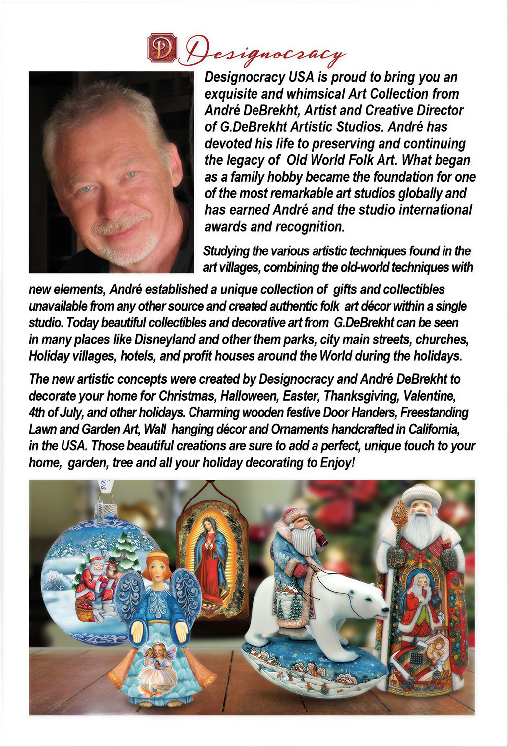 The image is a collage of various holiday-themed images, including people, decorations, and ornaments.