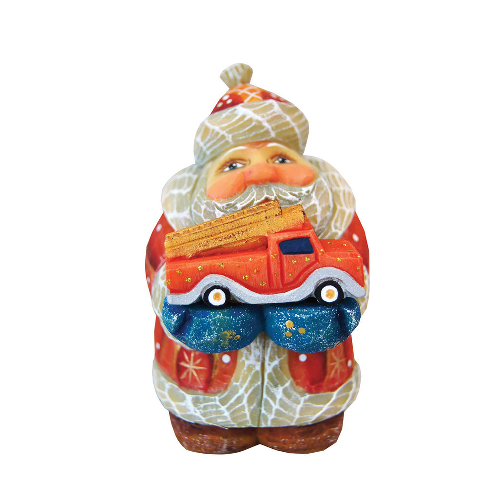 Mini Firefighter Santa Handcrafted Christmas Figurine - G. DeBrekht - Christmas Santa Snowman Decor - 517652