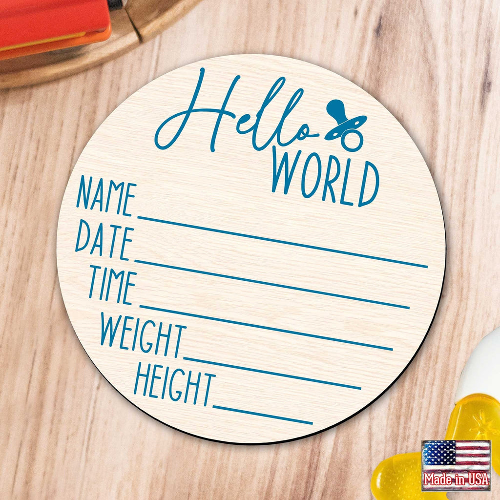 Hello World New Baby Sign - Birth Announcement - Birth Stats Sign - New Mom Gift 961046