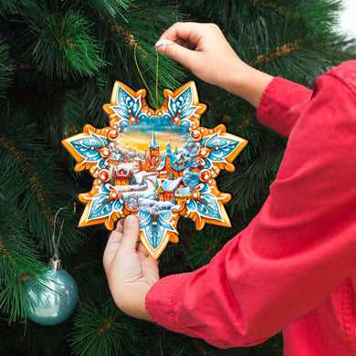 Christmas Night Snowflake Large Wooden Ornament by G. Debrekht - Christmas Decor - 8688416M