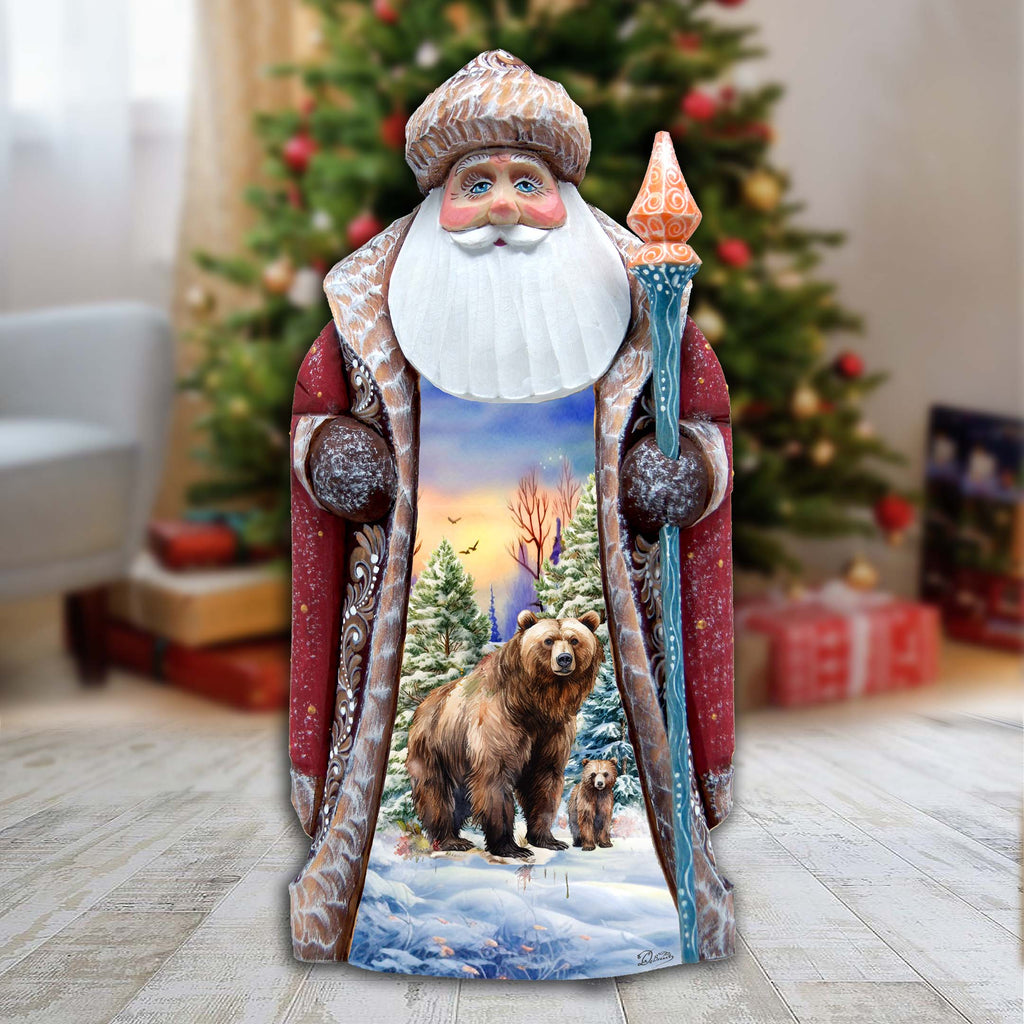 Grizzly Bear Santa Hand-Painted WOODCARVED Masterpiece by G. DeBrekht - Christmas Decor - 8202014