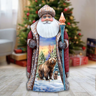 Grizzly Bear Santa Hand-Painted WOODCARVED Masterpiece by G. DeBrekht - Christmas Decor - 8202014