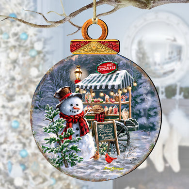Hot Chocolate Stand - Frosty Fun Wooden Ornaments by D. Gelsinger Christmas Santa Snowman Decor - 8611087-DG
