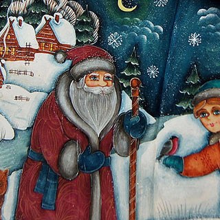 Santa with Boy Hand-Painted WOODCARVED Masterpiece by G. DeBrekht - Christmas Decor - 821706