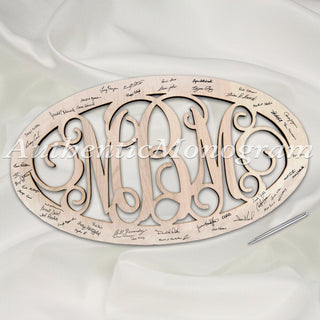 Wooden Wedding Guest Book 3 Letters Personalized Monogram Signage Framed Vine Script Personalized Monogram, Unpainted, Home Decor, Wedding Decor, Initial, Door Hanger